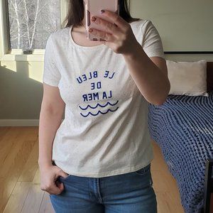 Camaieu embroidered T-Shirt speckled rainbow with french text